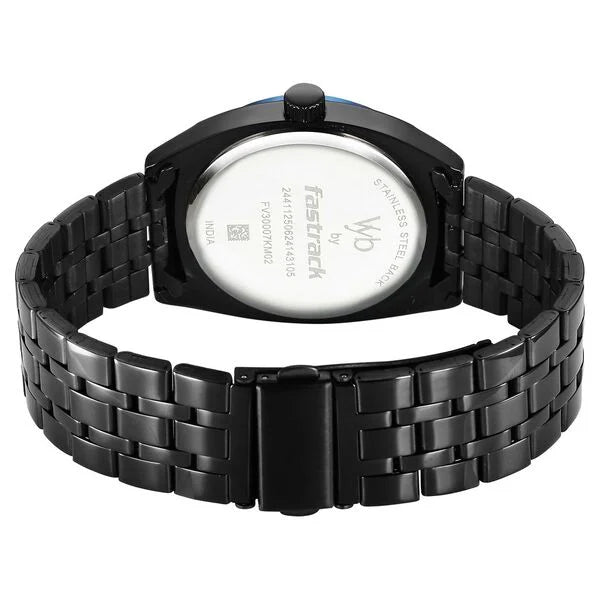 Fastrack Vyb Arcane Quartz Analog Blue Dial Black Color Metal Strap Watch For Guys