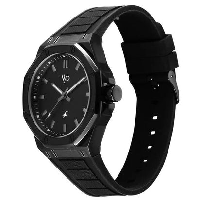 Fastrack Vyb Rebel Quartz Analog Black Dial Black Color Silicone Strap Watch For Guys