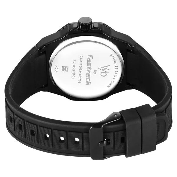 Fastrack Vyb Rebel Quartz Analog Black Dial Black Color Silicone Strap Watch For Guys