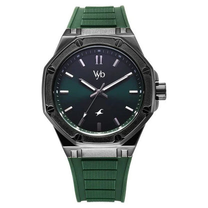 Fastrack Vyb Rebel Quartz Analog Green Dial Green Color Silicone Strap Watch For Guys