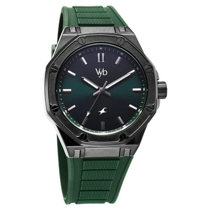 Fastrack Vyb Rebel Quartz Analog Green Dial Green Color Silicone Strap Watch For Guys
