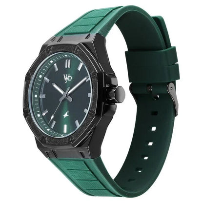Fastrack Vyb Rebel Quartz Analog Green Dial Green Color Silicone Strap Watch For Guys