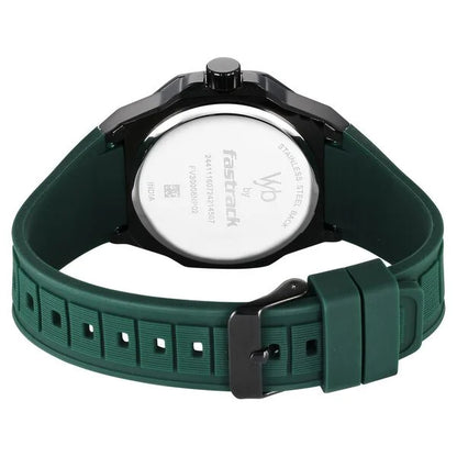 Fastrack Vyb Rebel Quartz Analog Green Dial Green Color Silicone Strap Watch For Guys