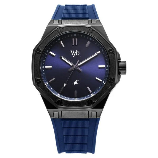 Fastrack Vyb Rebel Quartz Analog Blue Dial Blue Color Silicone Strap Watch For Guys