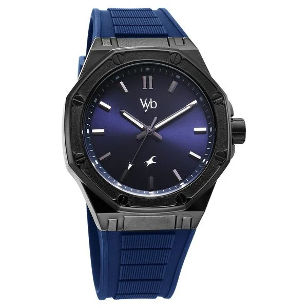 Fastrack Vyb Rebel Quartz Analog Blue Dial Blue Color Silicone Strap Watch For Guys