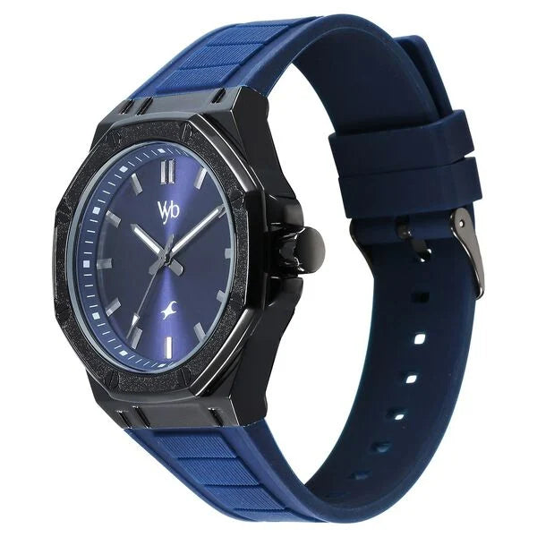 Fastrack Vyb Rebel Quartz Analog Blue Dial Blue Color Silicone Strap Watch For Guys
