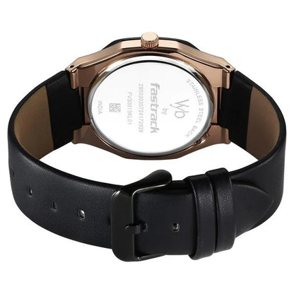 Fastrack Vyb Challenger Quartz Analog Black Dial Black Color Leather Strap Watch For Guys