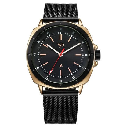 Fastrack Vyb Pioneer Quartz Analog Black Dial Black Metal Strap Watch For Guys