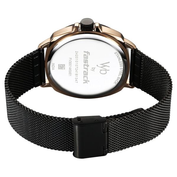 Fastrack Vyb Pioneer Quartz Analog Black Dial Black Metal Strap Watch For Guys