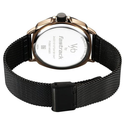 Fastrack Vyb Pioneer Quartz Analog Black Dial Black Metal Strap Watch For Guys