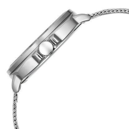 Fastrack Vyb Pioneer Quartz Analog Silver Dial Silver Metal Strap Watch For Guys