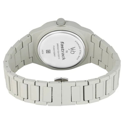 Vyb Hustler By Fastrack Quartz Analog Grey Dial Metal Strap Watch For Guys