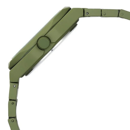Vyb Hustler By Fastrack Quartz Analog Green Dial Metal Strap Watch For Guys