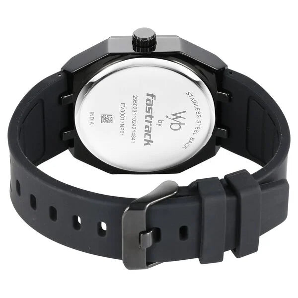 Vyb Rebel By Fastrack Quartz Analog Black Dial Silicone Strap Watch For Guys