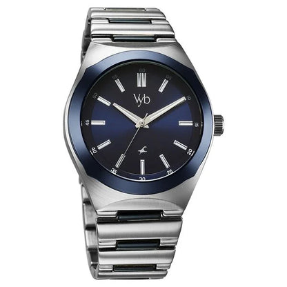 Vyb Arcane By Fastrack Quartz Analog Blue Dial Metal Strap Watch For Guys