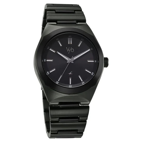 Vyb Arcane By Fastrack Quartz Analog Black Dial Metal Strap Watch For Guys
