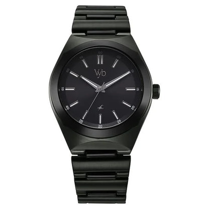 Vyb Arcane By Fastrack Quartz Analog Black Dial Metal Strap Watch For Guys