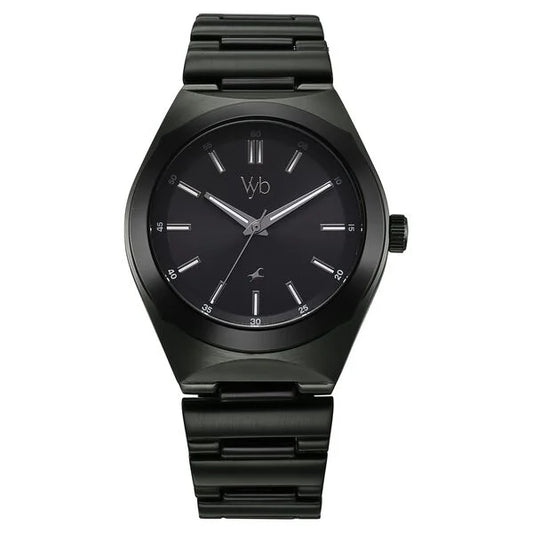 Vyb Arcane By Fastrack Quartz Analog Black Dial Metal Strap Watch For Guys