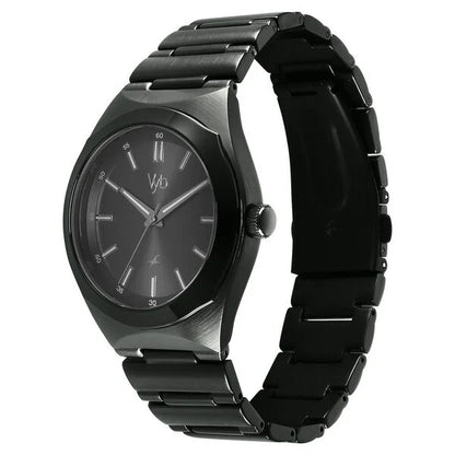 Vyb Arcane By Fastrack Quartz Analog Black Dial Metal Strap Watch For Guys