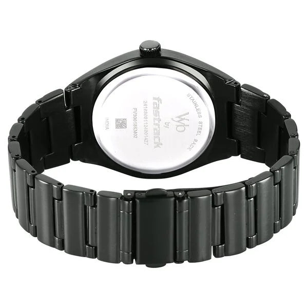 Vyb Arcane By Fastrack Quartz Analog Black Dial Metal Strap Watch For Guys
