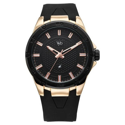 Vyb Challenger By Fastrack Quartz Analog Black Dial Silicone Strap Watch For Guys