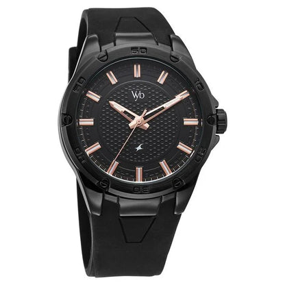 Vyb Challenger By Fastrack Quartz Analog Black Dial Silicone Strap Watch For Guys