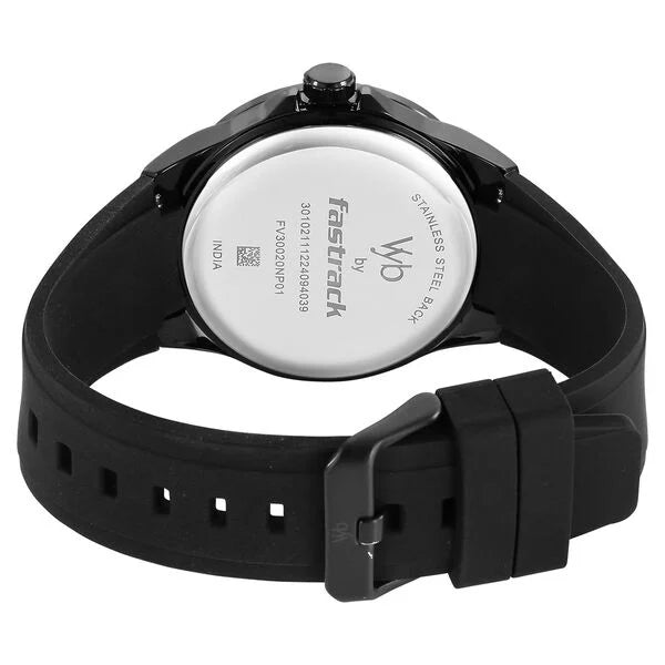 Vyb Challenger By Fastrack Quartz Analog Black Dial Silicone Strap Watch For Guys