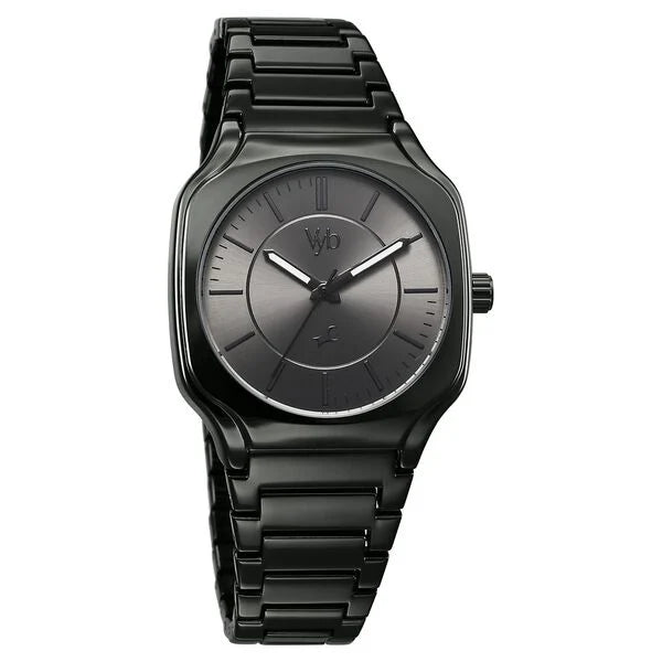 Vyb Maverick By Fastrack Quartz Analog Grey Dial Metal Strap Watch For Guys
