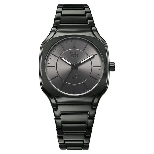 Vyb Maverick By Fastrack Quartz Analog Grey Dial Metal Strap Watch For Guys