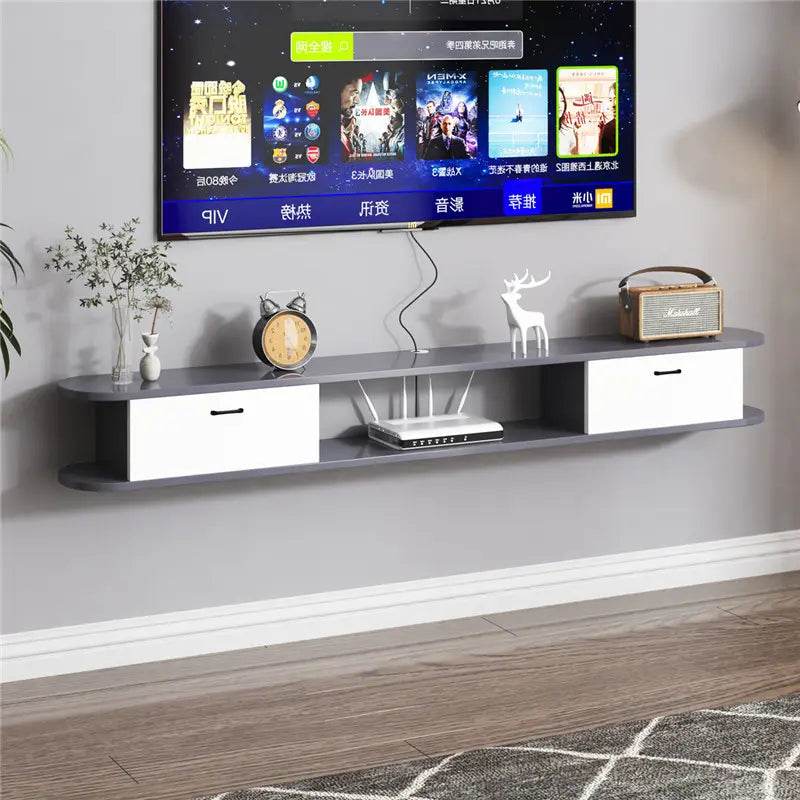 DSQ0426 WALL TV CABINET (GREY WHITE / 150*20*18H) - Thebrands