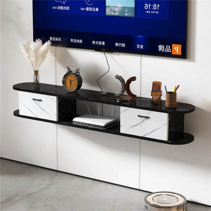 DSQ0426 WALL TV CABINET (BLACK WHITE	/ 150*20*18H) - Thebrands