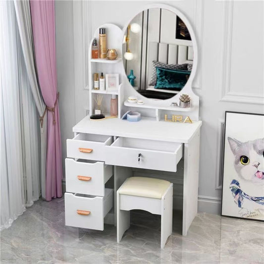 Dressing Table set MDF Mirror White (80*36*130cm)