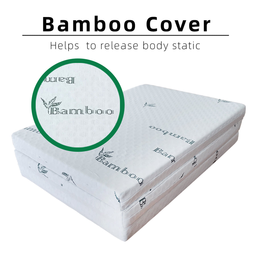 Latex Feel Foldable Anti-Static Bamboo Foam Mattress (190CM x 90CM x 7CM) 2.5 Inches