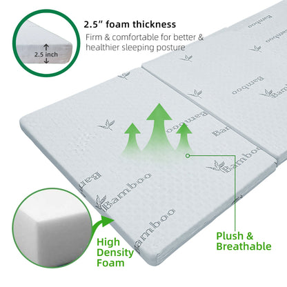 Latex Feel Foldable Anti-Static Bamboo Foam Mattress (190CM x 90CM x 7CM) 2.5 Inches