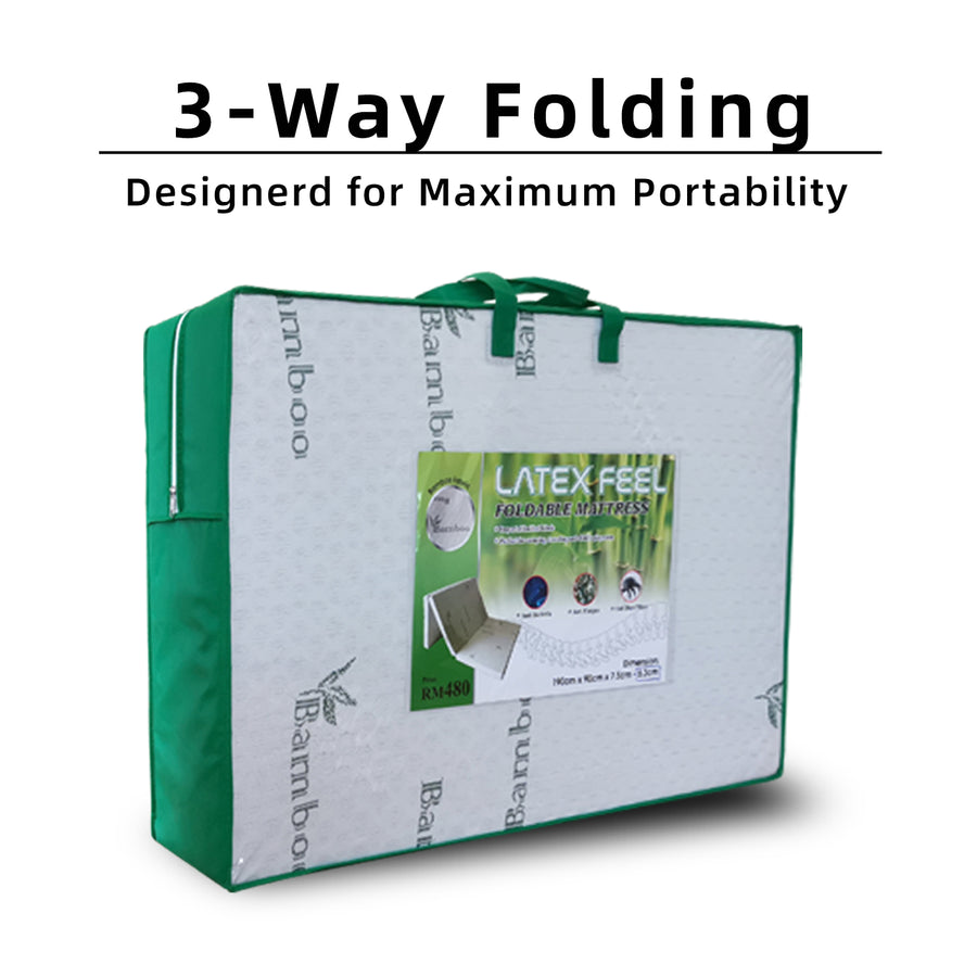 Latex Feel Foldable Anti-Static Bamboo Foam Mattress (190CM x 90CM x 7CM) 2.5 Inches