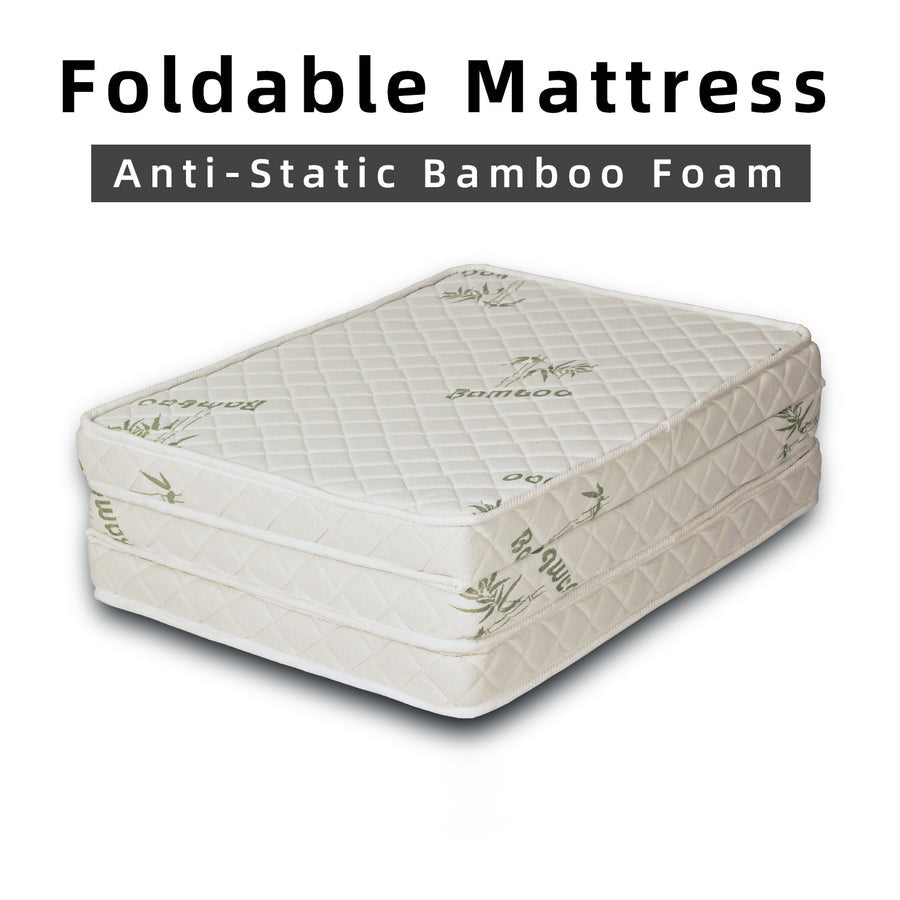 Latex Feel Foldable Anti-Static Bamboo Foam Mattress (190CM x 90CM x 7.5CM) 3 Inches