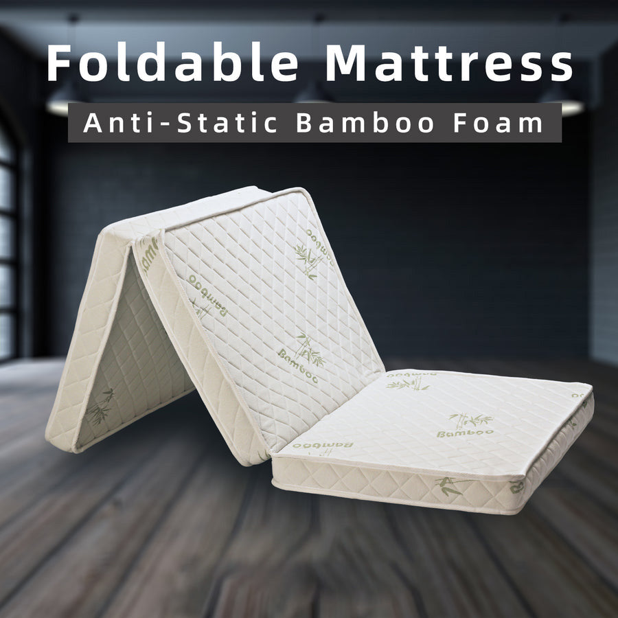 Latex Feel Foldable Anti-Static Bamboo Foam Mattress (190CM x 90CM x 7.5CM) 3 Inches