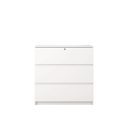 3 Layer Chest Drawer with Lock / White Colour (L79cm x W40cm x H80cm) - Thebrands