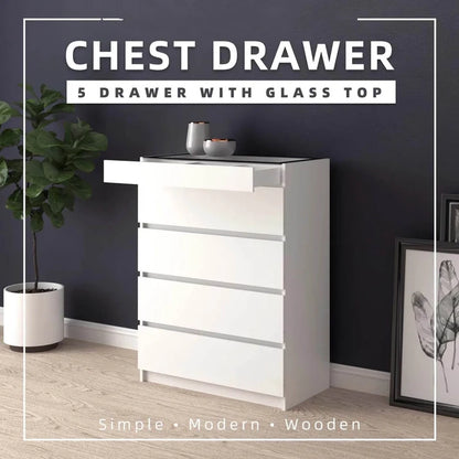 4 Layers Chest Drawer / White Colour (L79cm x W40cm x H103.5cm)