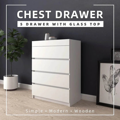 4 Layers Chest Drawer / White Colour (L79cm x W40cm x H103.5cm)