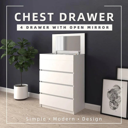 4 Layers Chest Drawer with Door  / White Colour (L79cm x W40cm x H105cm)
