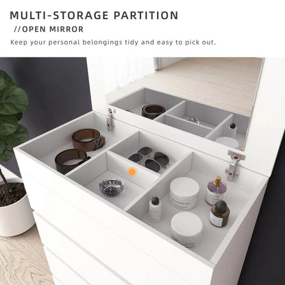 4 Layers Chest Drawer with Door / White Colour (L79cm x W40cm x H105cm) - Thebrands
