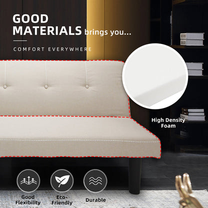 3 Seater Linen Fabric Foldable Sofa Bed - Clay