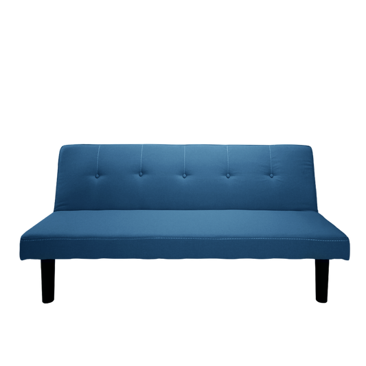 3 Seater Linen Fabric Foldable Sofa Bed - Blue