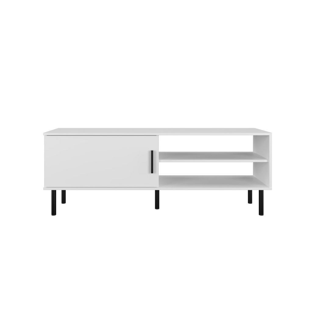 TV Cabinet With 1 Door 2 Open Storage - White
