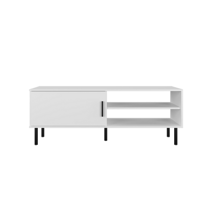 TV Cabinet With 1 Door 2 Open Storage - White