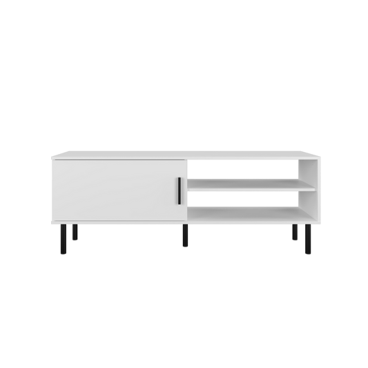 TV Cabinet With 1 Door 2 Open Storage - White