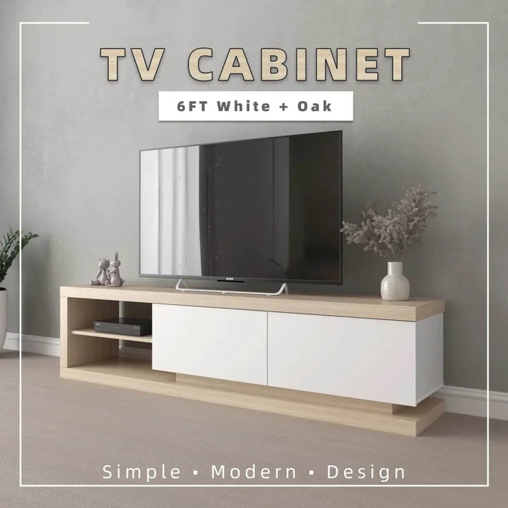 6FT  TV Cabinet TV Console / Natural Oak