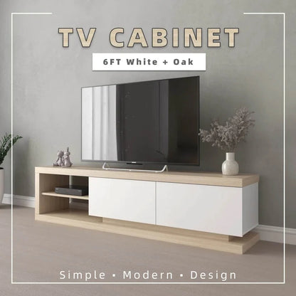 6FT  TV Cabinet TV Console / Natural Oak