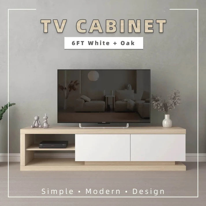 6FT  TV Cabinet TV Console / Natural Oak
